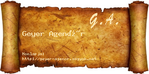 Geyer Agenór névjegykártya